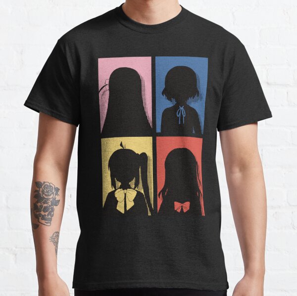 All The Main Characters In Bocchi The Rock Anime In A Cute Minimalist Pop Art Design Featured With Their Unique Hairpin And Ribbon Colored In Their Own Hair Color Classic T-Shirt RB2706 product Offical bocchi the rock Merch